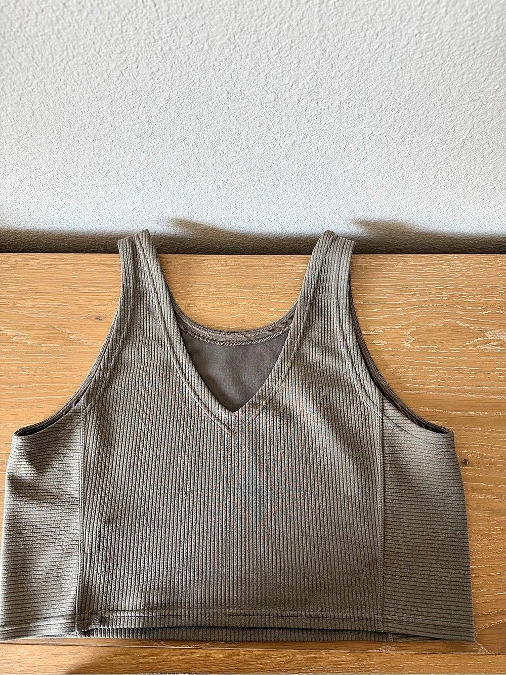 Lululemon Ribbed Contoured Racerback Cropped Yoga Tank Olive